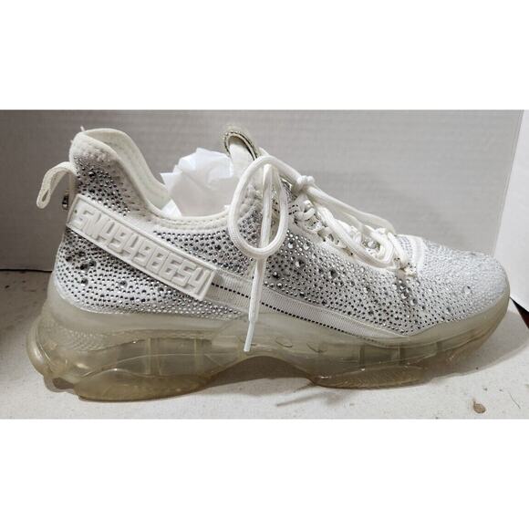 Steve Madden Womens Maxima-R White Bling Rhinestones Concert Sneaker Shoe Sz 12 - Picture 5 of 15